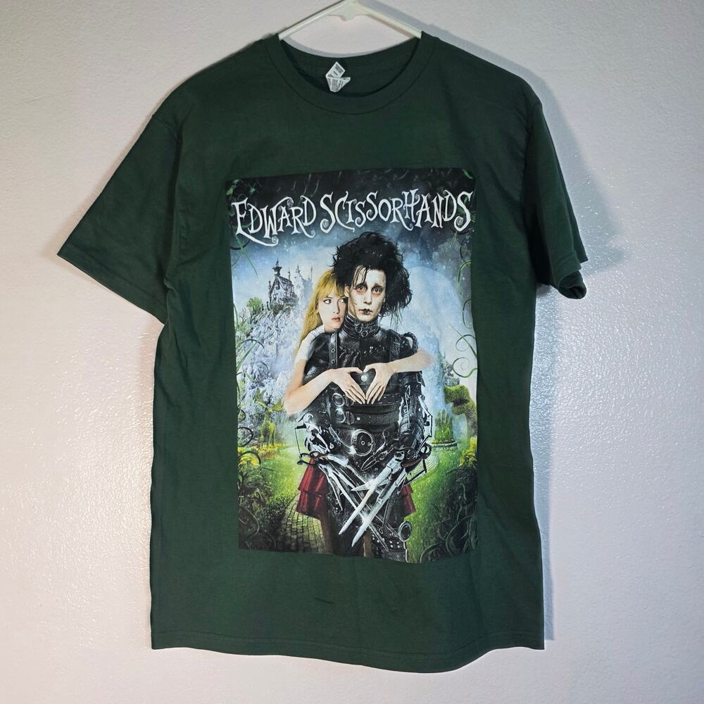 Edward Scissorhands Graphic T Shirt Mens Medium Green Movie Gothic Horror Tee